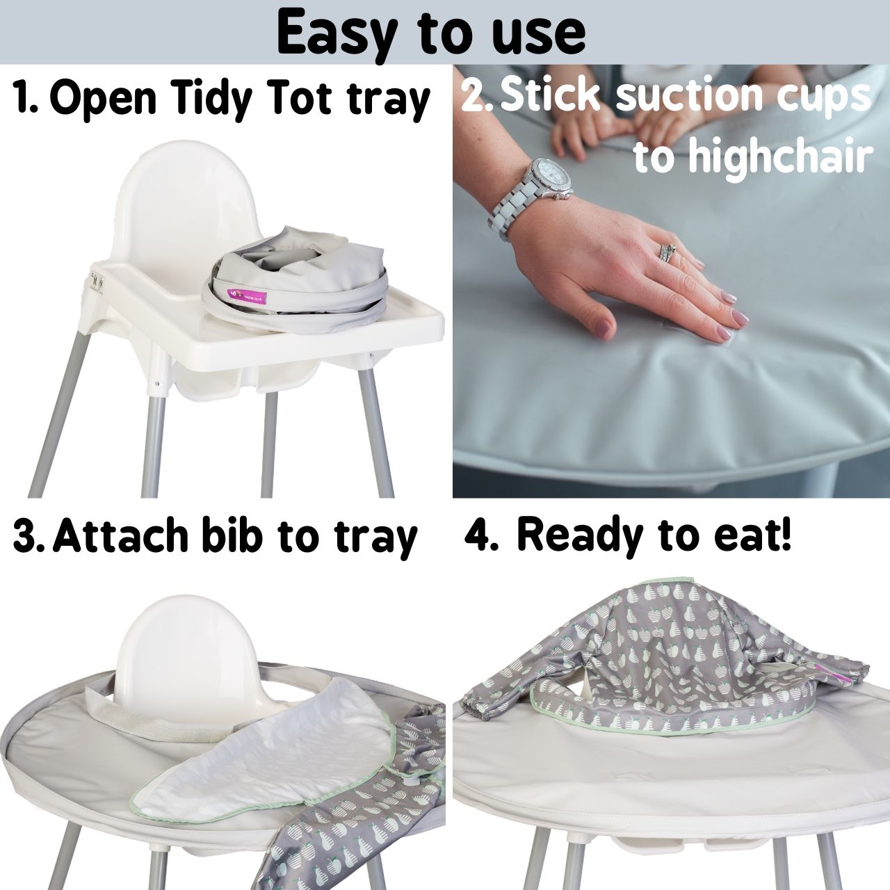 Tidy Tot Bib ＆ Tray Kit with Zip Bag (Sage Green)